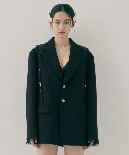 tanakadaisuke（タナカダイスケ）の「【tanakadaisuke/タナカダイスケ】garter collar peaked lapel jacket/ギャザーカラーピークドラペルジャケット（その他アウター・レディース・ブラック/ブラウン・FREE）」の5枚目の写真