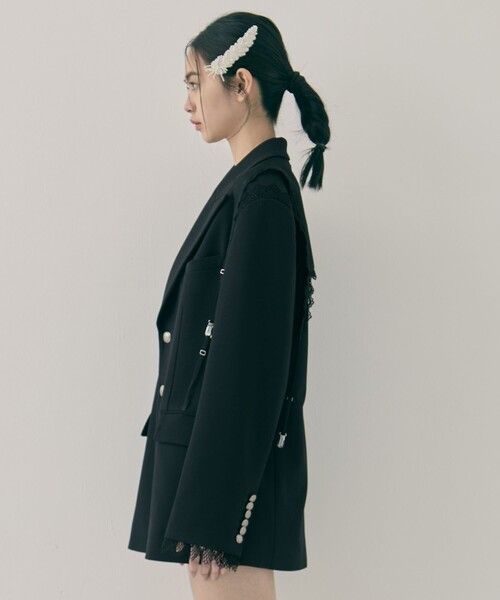 tanakadaisuke（タナカダイスケ）の「【tanakadaisuke/タナカダイスケ】garter collar peaked lapel jacket/ギャザーカラーピークドラペルジャケット（その他アウター・レディース・ブラック/ブラウン・FREE）」の7枚目の写真
