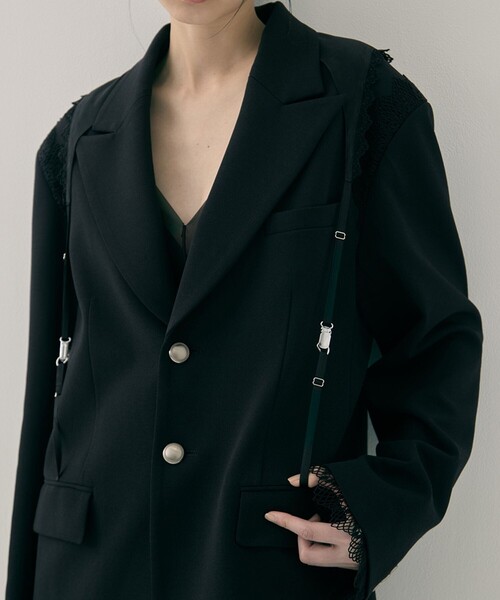 tanakadaisuke（タナカダイスケ）の「【tanakadaisuke/タナカダイスケ】garter collar peaked lapel jacket/ギャザーカラーピークドラペルジャケット（その他アウター・レディース・ブラック/ブラウン・FREE）」の11枚目の写真