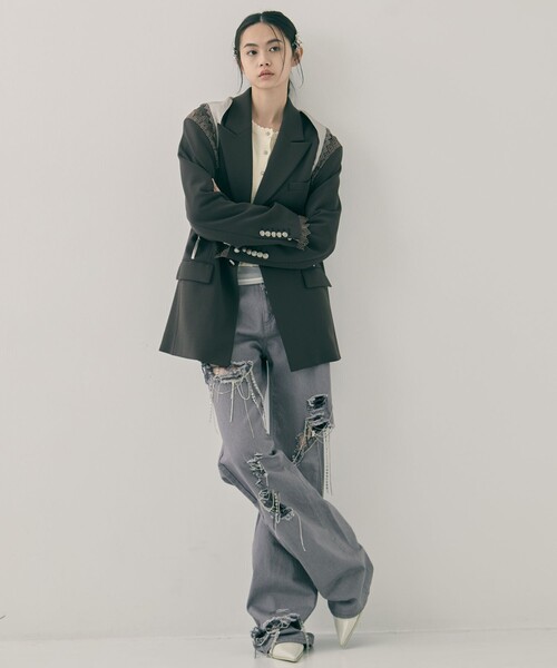 tanakadaisuke/タナカダイスケ】garter collar peaked lapel jacket