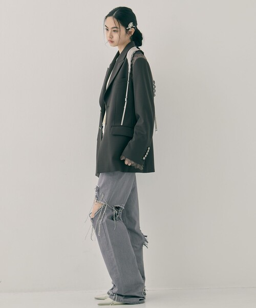 tanakadaisuke(タナカダイスケ)の「【tanakadaisuke/タナカダイスケ】garter collar peaked lapel jacket/ギャザーカラーピークドラペルジャケット(その他アウター・レディース・ブラック/ブラウン・FREE)」の5枚目の写真
