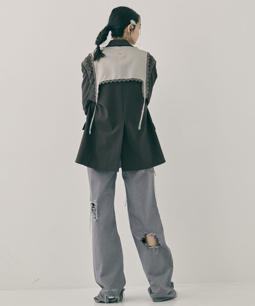 tanakadaisuke(タナカダイスケ)の「【tanakadaisuke/タナカダイスケ】garter collar peaked lapel jacket/ギャザーカラーピークドラペルジャケット(その他アウター・レディース・ブラック/ブラウン・FREE)」の6枚目の写真