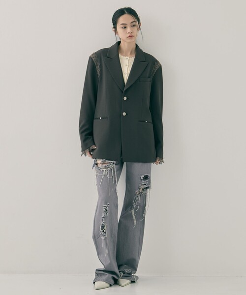 tanakadaisuke(タナカダイスケ)の「【tanakadaisuke/タナカダイスケ】garter collar peaked lapel jacket/ギャザーカラーピークドラペルジャケット(その他アウター・レディース・ブラック/ブラウン・FREE)」の7枚目の写真