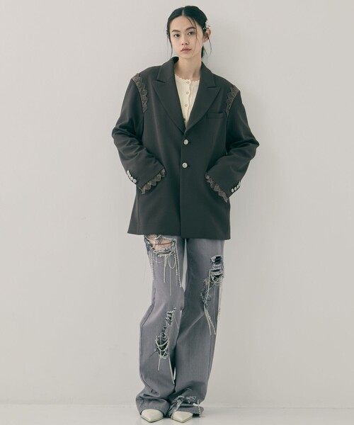 tanakadaisuke(タナカダイスケ)の「【tanakadaisuke/タナカダイスケ】garter collar peaked lapel jacket/ギャザーカラーピークドラペルジャケット(その他アウター・レディース・ブラック/ブラウン・FREE)」の8枚目の写真