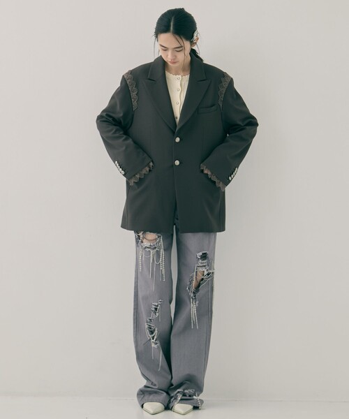 tanakadaisuke(タナカダイスケ)の「【tanakadaisuke/タナカダイスケ】garter collar peaked lapel jacket/ギャザーカラーピークドラペルジャケット(その他アウター・レディース・ブラック/ブラウン・FREE)」の9枚目の写真
