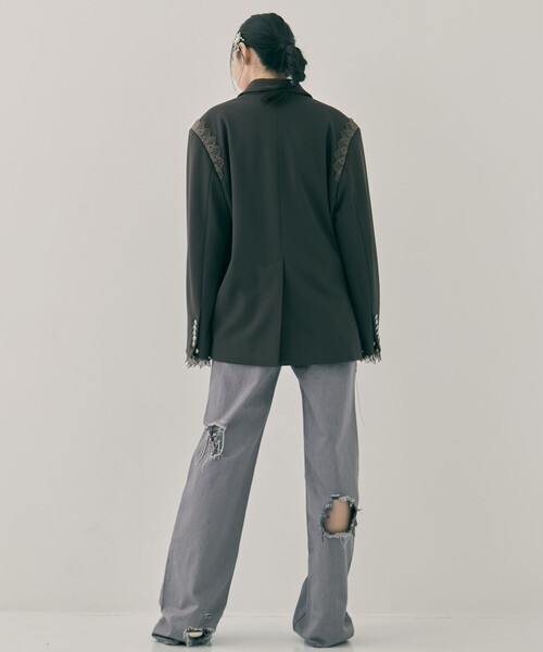 tanakadaisuke(タナカダイスケ)の「【tanakadaisuke/タナカダイスケ】garter collar peaked lapel jacket/ギャザーカラーピークドラペルジャケット(その他アウター・レディース・ブラック/ブラウン・FREE)」の11枚目の写真