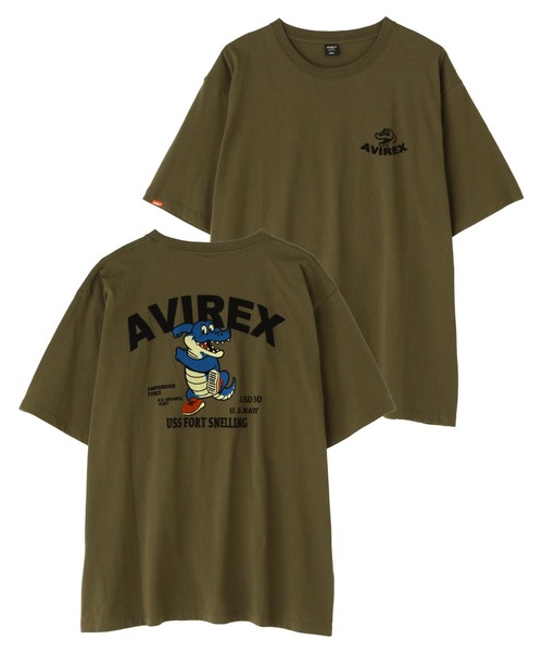 AVIREX(アヴィレックス)の「《WEB&DEPOT限定》USS FORT SNELLING T-SHIRT / フォートスネリング ティーシャツ / AVIREX / アヴィレックス(Tシャツ/カットソー・メンズ・ホワイト/ピンク/オリーブ/サックスブルー/ブラック・XX-LARGE/X-LARGE/LARGE/MEDIUM)」の4枚目の写真
