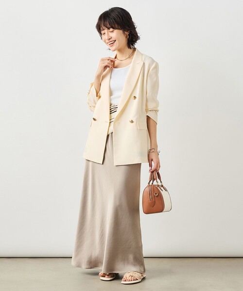 NOLLEY’S Sophi（ノーリーズソフィ）の「《セットアップ対応》ウォッシャブルスラブオックスダブルジャケット（テーラードジャケット・レディース・ネイビー/ベージュ・38/36/34）」の18枚目の写真