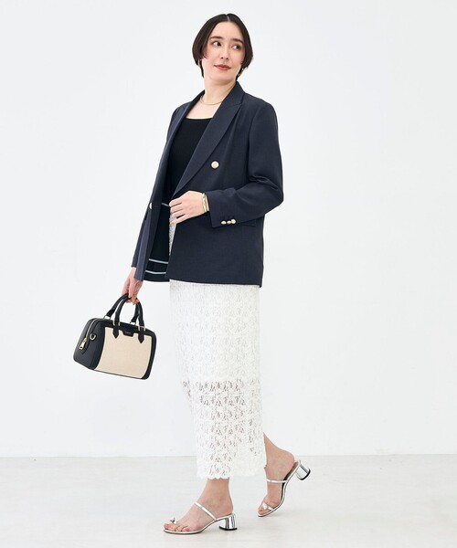 NOLLEY’S Sophi（ノーリーズソフィ）の「《セットアップ対応》ウォッシャブルスラブオックスダブルジャケット（テーラードジャケット・レディース・ネイビー/ベージュ・38/36/34）」の12枚目の写真