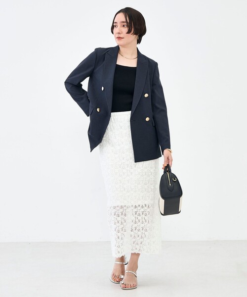 NOLLEY’S Sophi（ノーリーズソフィ）の「《セットアップ対応》ウォッシャブルスラブオックスダブルジャケット（テーラードジャケット・レディース・ネイビー/ベージュ・38/36/34）」の8枚目の写真