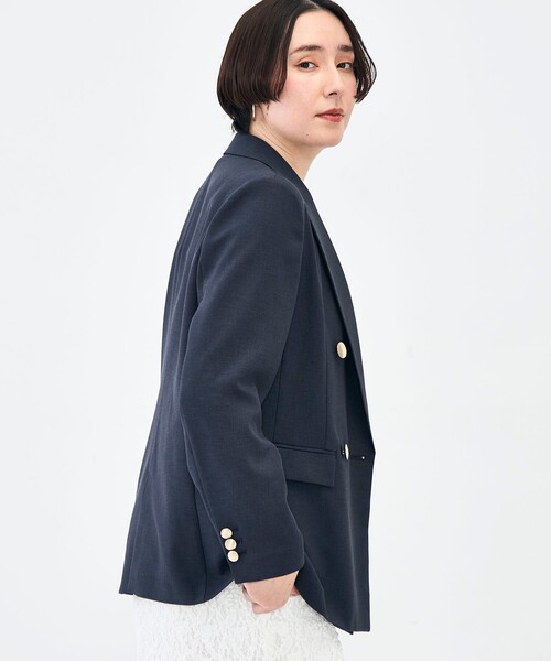 NOLLEY’S Sophi（ノーリーズソフィ）の「《セットアップ対応》ウォッシャブルスラブオックスダブルジャケット（テーラードジャケット・レディース・ネイビー/ベージュ・38/36/34）」の3枚目の写真