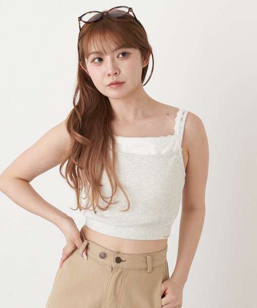 RAY CASSIN(レイカズン)の「レイヤードパット付キャミ(キャミソール・レディース・グレー系その他2/ブラック系その他2/ベージュ系その他2/ホワイト系その他・FREE)」の1枚目の写真