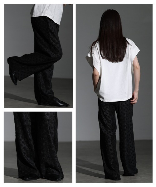 Sawa a la mode（サワアラモード）の「ドット柄エンボスプリーツイージーパンツ（その他パンツ・レディース・ブラック/オリーブ・FREE）」の7枚目の写真