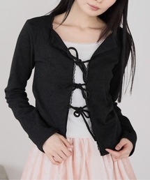 3連リボン レースネックカーディガントップス 冬服