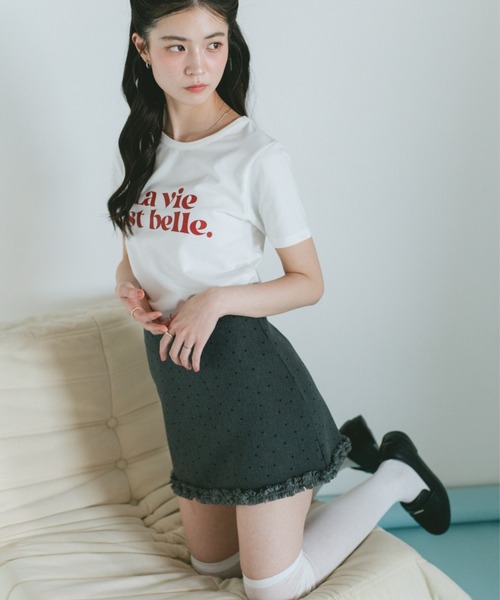 VANNIE U(ヴァニーユー)の「コンパクトバイカラーロゴTシャツ(Tシャツ/カットソー・レディース・ブラック/ホワイト/ネイビー・FREE)」の2枚目の写真
