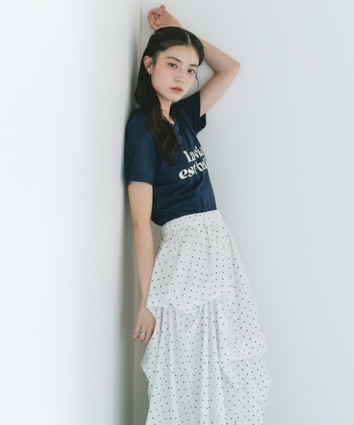 VANNIE U(ヴァニーユー)の「コンパクトバイカラーロゴTシャツ(Tシャツ/カットソー・レディース・ブラック/ホワイト/ネイビー・FREE)」の8枚目の写真