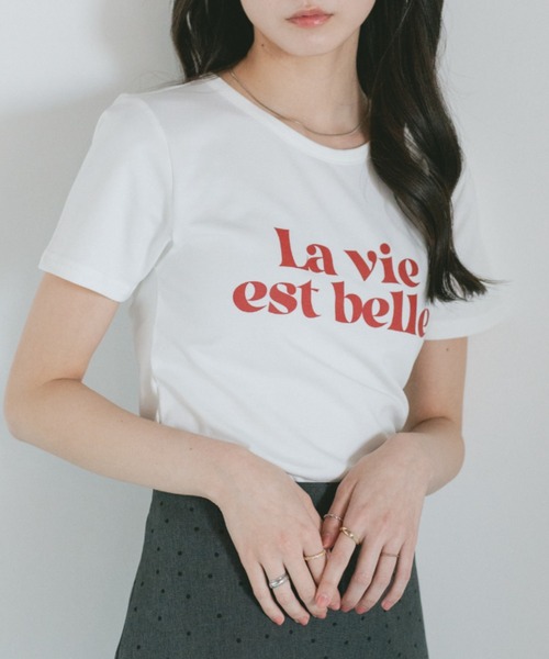 VANNIE U(ヴァニーユー)の「コンパクトバイカラーロゴTシャツ(Tシャツ/カットソー・レディース・ブラック/ホワイト/ネイビー・FREE)」の19枚目の写真