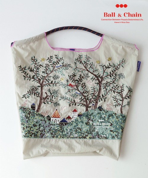 SUPER HAKKA(スーパーハッカ)の「SUPER HAKKA×Ball&Chain シルエットツリー刺繍トートバッグ(M)(トートバッグ・レディース・ブルー/ライトグレー・FREE)」の1枚目の写真