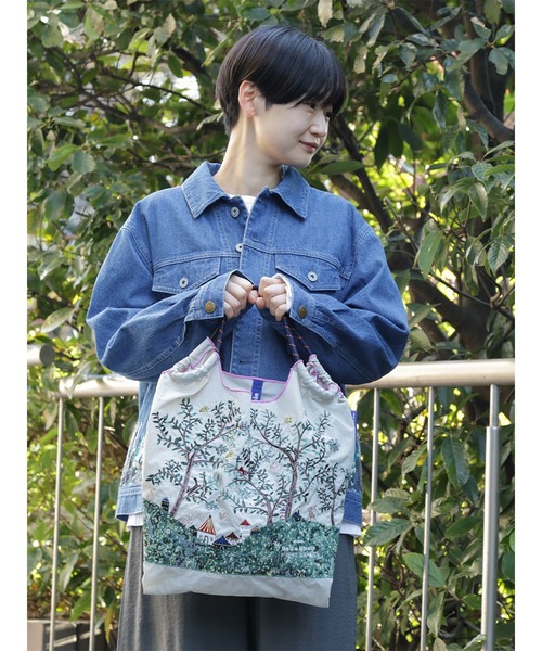 SUPER HAKKA×Ball&Chain シルエットツリー刺繍トートバッグ(M)（トート