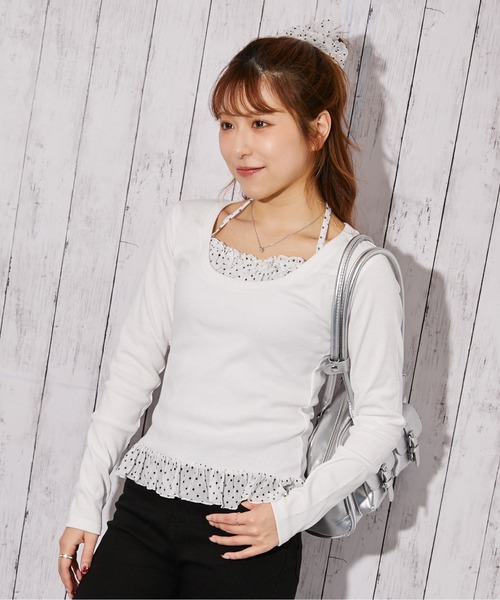 GORGE(ゴージ)の「《ドット・レイヤード》カットソー/フェミニン×Y2K/春秋/全2色(Tシャツ/カットソー・レディース・オフホワイト/ブラック・F)」の6枚目の写真