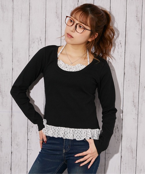 GORGE(ゴージ)の「《ドット・レイヤード》カットソー/フェミニン×Y2K/春秋/全2色(Tシャツ/カットソー・レディース・オフホワイト/ブラック・F)」の13枚目の写真