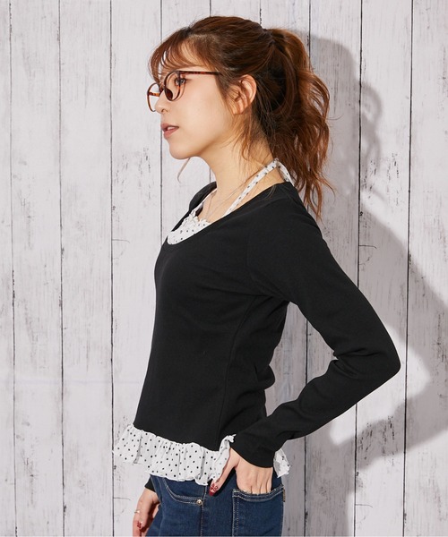 GORGE(ゴージ)の「《ドット・レイヤード》カットソー/フェミニン×Y2K/春秋/全2色(Tシャツ/カットソー・レディース・オフホワイト/ブラック・F)」の14枚目の写真
