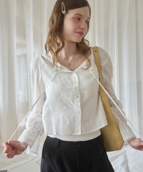Birthday room(バースデイルーム)の「袖フリルレースブラウス/Sleeve frill lace blouse(シャツ/ブラウス・レディース・ホワイト/ブラック・FREE)」の9枚目の写真