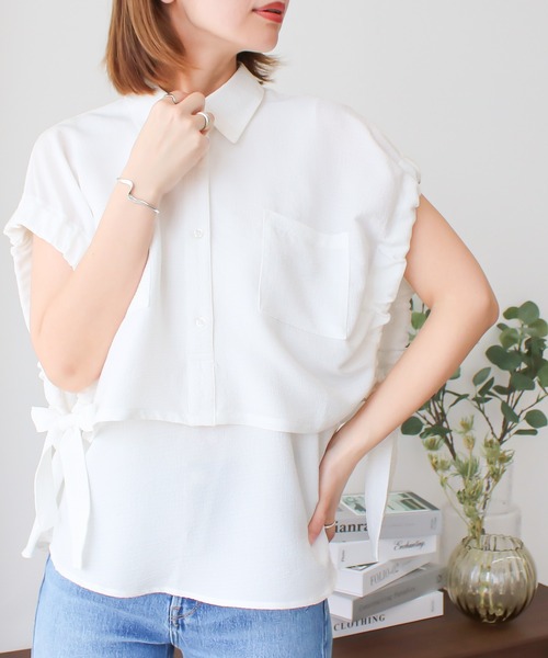 Social GIRL(ソーシャルガール)の「/Social GIRL/リボンレイヤード風ブラウス(シャツ/ブラウス・レディース・ブラック・M)」の6枚目の写真