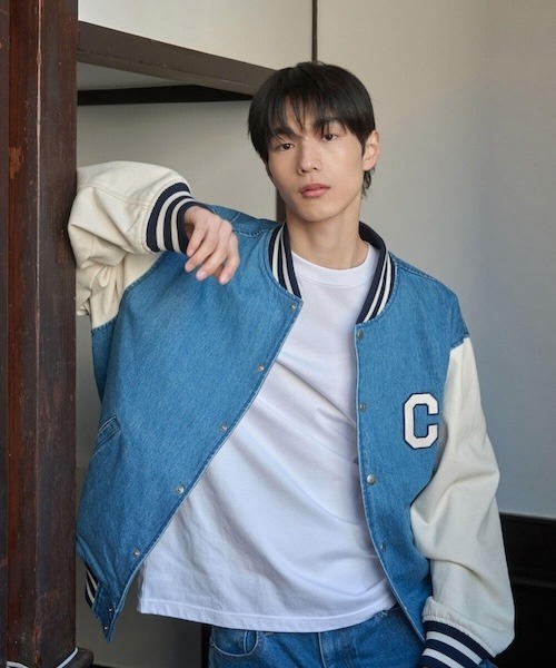 COVERNAT（カバーナット）の「[SOOBIN着用] RING-SPUN C LOGO DENIM VARSITY（スタジャン・メンズ・ブラック/ブルー・X-LARGE/LARGE/MEDIUM/SMALL）」の8枚目の写真