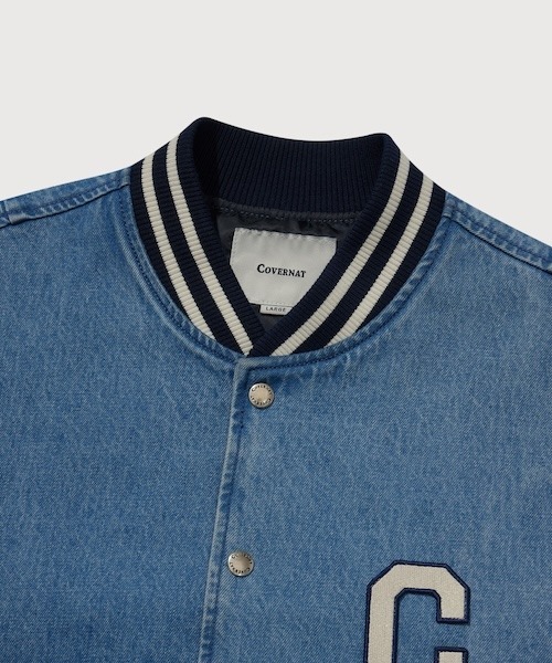 COVERNAT（カバーナット）の「[SOOBIN着用] RING-SPUN C LOGO DENIM VARSITY（スタジャン・メンズ・ブラック/ブルー・X-LARGE/LARGE/MEDIUM/SMALL）」の14枚目の写真