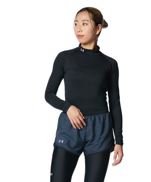 UNDER ARMOUR（アンダーアーマー）の「アンダーアーマー  UAヒートギア コンプレッション ロングスリーブ モックネック シャツ（インナーウェア/肌着・レディース・ブラック/ホワイト・L/XL/S/M）」の2枚目の写真