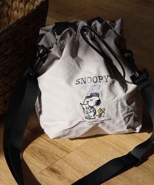 SNOOPY(スヌーピー)の「SNOOPY スヌーピー 巾着ショルダーバッグ トート(ショルダーバッグ・レディース・ブラック/グレー・FREE)」の6枚目の写真