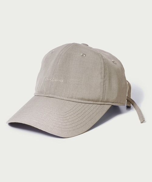 BEN DAVIS(ベンデイビス)の「LINEN LIKE LONG BRIM CAP/リネン風 バックリボン UVカット 接触冷感(キャップ・メンズ・ブラック/ベージュ/ピンク/ライトベージュ・FREE)」の2枚目の写真