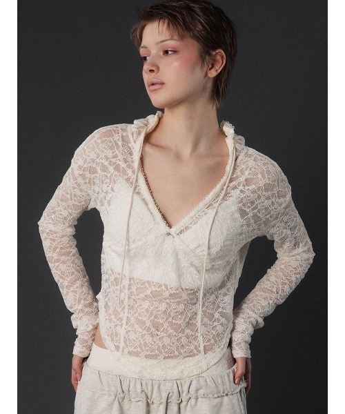 LACE HOODIE TOP（その他トップス）｜ELCHELE（エルチェレ）の