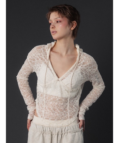 LACE HOODIE TOP（その他トップス）｜ELCHELE（エルチェレ）の