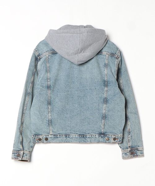 GUESS JEANS（ゲスジーンズ）の「GUESS JEANS Cropped Trucker Jacket デニムジャケット（デニムジャケット・メンズ・ライトインディゴブルー・SMALL/LARGE/MEDIUM/X-LARGE）」の3枚目の写真