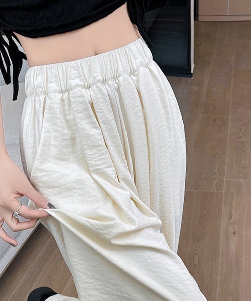 Miniministore(ミニミニストア)の「ワイドパンツ ハイウエスト レディース(スラックス・レディース・ブラック/アイボリー/ブルーグレー/クリーム/ピンク・L/XL/M)」の11枚目の写真
