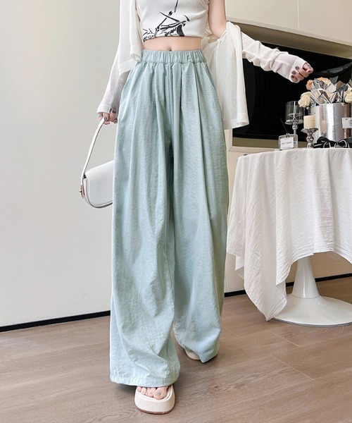 Miniministore(ミニミニストア)の「ワイドパンツ ハイウエスト レディース(スラックス・レディース・ブラック/アイボリー/ブルーグレー/クリーム/ピンク・L/XL/M)」の19枚目の写真