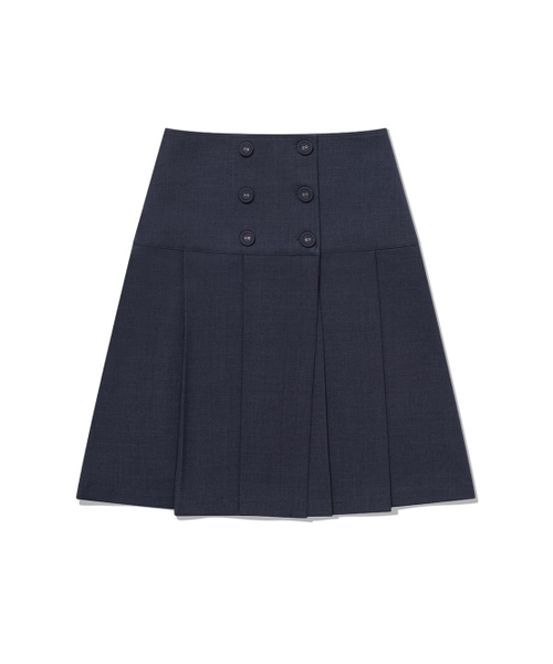 UGLY SHADOW(アグリーシャドウ)の「BUTTON DOUBLE PLEATED MIDI SKIRT(NAVY)(スカート・レディース・その他・SMALL/MEDIUM)」の3枚目の写真