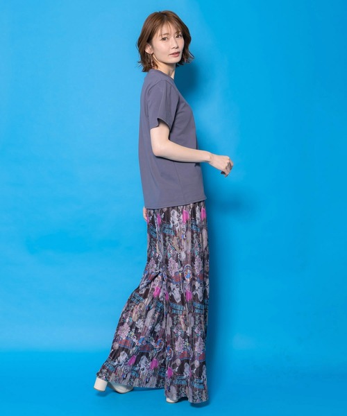 ScoLar（スカラー）の「161656：花ネコ柄ランダムプリーツパンツ（その他パンツ・レディース・ネイビー/ブラック・M）」の10枚目の写真