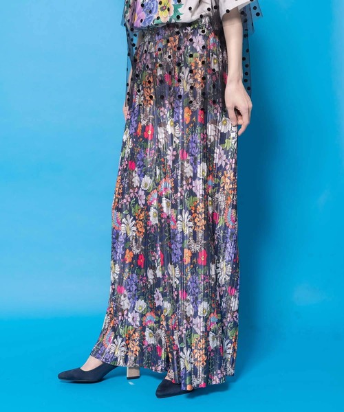 ScoLar（スカラー）の「161656：花ネコ柄ランダムプリーツパンツ（その他パンツ・レディース・ネイビー/ブラック・M）」の13枚目の写真