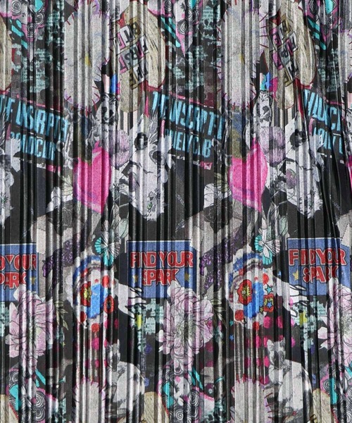 ScoLar（スカラー）の「161656：花ネコ柄ランダムプリーツパンツ（その他パンツ・レディース・ネイビー/ブラック・M）」の20枚目の写真