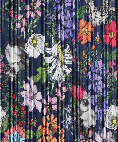 ScoLar（スカラー）の「161656：花ネコ柄ランダムプリーツパンツ（その他パンツ・レディース・ネイビー/ブラック・M）」の21枚目の写真