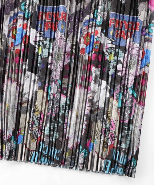 ScoLar（スカラー）の「161656：花ネコ柄ランダムプリーツパンツ（その他パンツ・レディース・ネイビー/ブラック・M）」の6枚目の写真