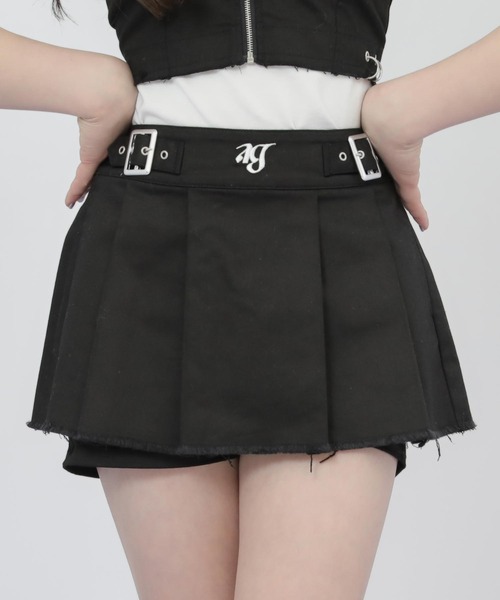 ANAP GｉRL（アナップガール）の「ダメージ プリーツ スカパン【別売りセットアップ】（スカート・キッズ・ブルー/ブラック/カーキ・S/M/XS）」の2枚目の写真