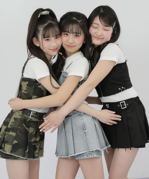 ANAP GｉRL（アナップガール）の「ダメージ プリーツ スカパン【別売りセットアップ】（スカート・キッズ・ブルー/ブラック/カーキ・S/M/XS）」の5枚目の写真