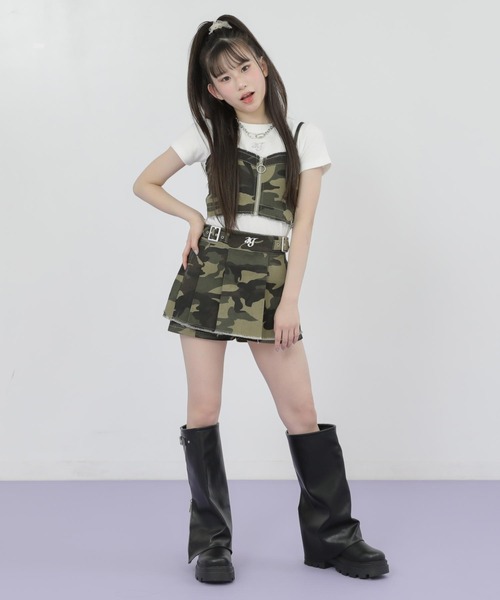 ANAP GｉRL（アナップガール）の「ダメージ プリーツ スカパン【別売りセットアップ】（スカート・キッズ・ブルー/ブラック/カーキ・S/M/XS）」の16枚目の写真