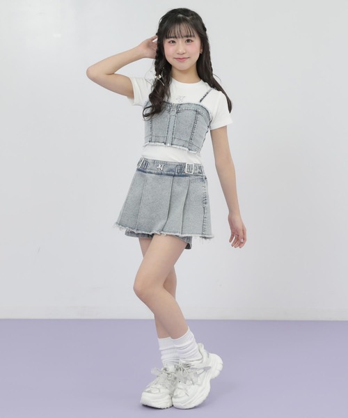 ANAP GｉRL（アナップガール）の「ダメージ プリーツ スカパン【別売りセットアップ】（スカート・キッズ・ブルー/ブラック/カーキ・S/M/XS）」の20枚目の写真