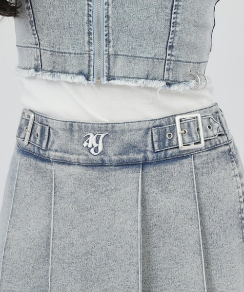 ANAP GｉRL（アナップガール）の「ダメージ プリーツ スカパン【別売りセットアップ】（スカート・キッズ・ブルー/ブラック/カーキ・S/M/XS）」の22枚目の写真