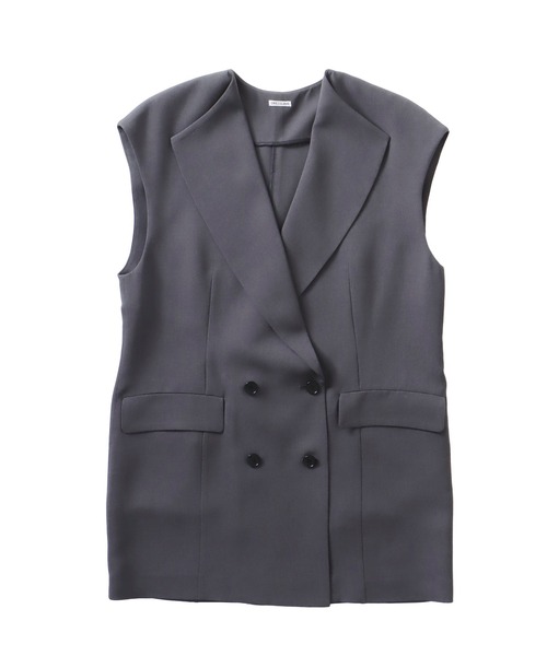DRESSLAVE(ドレスレイブ)の「double breast gilet(ダブルブレストジレ)(その他アウター・レディース・ブラウン/チャコールグレー・38)」の2枚目の写真